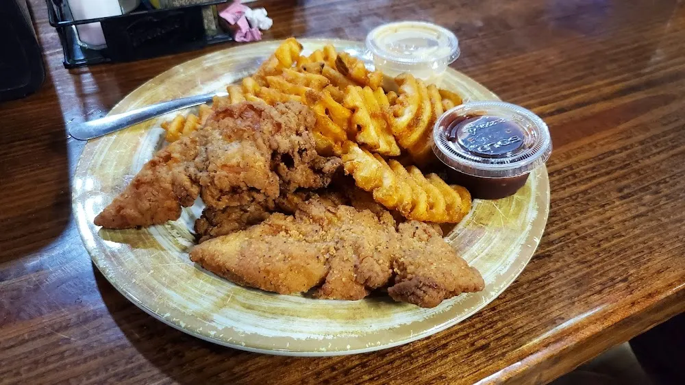 Chicken Strips and Waffle Fries